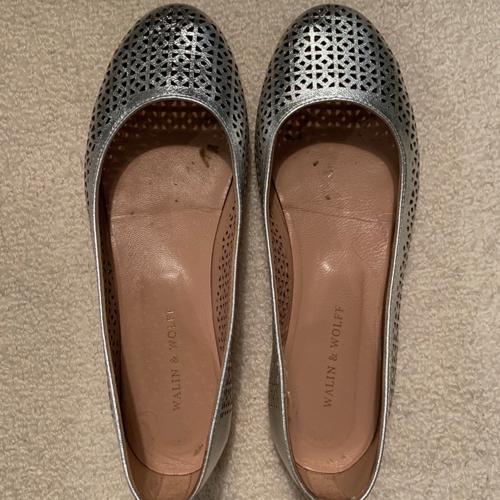Silver Ballet Flats
